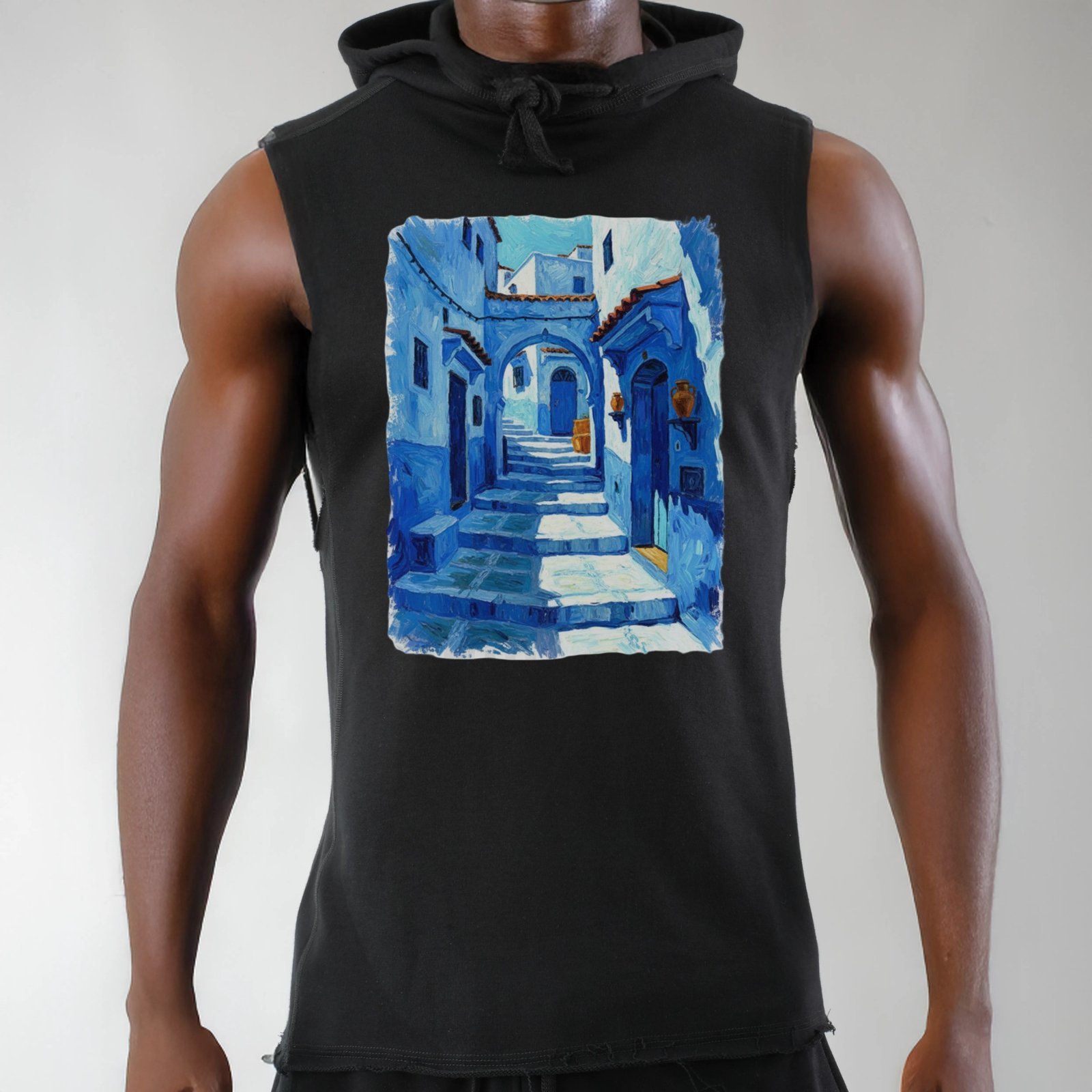 Black Hooded Gym Tank