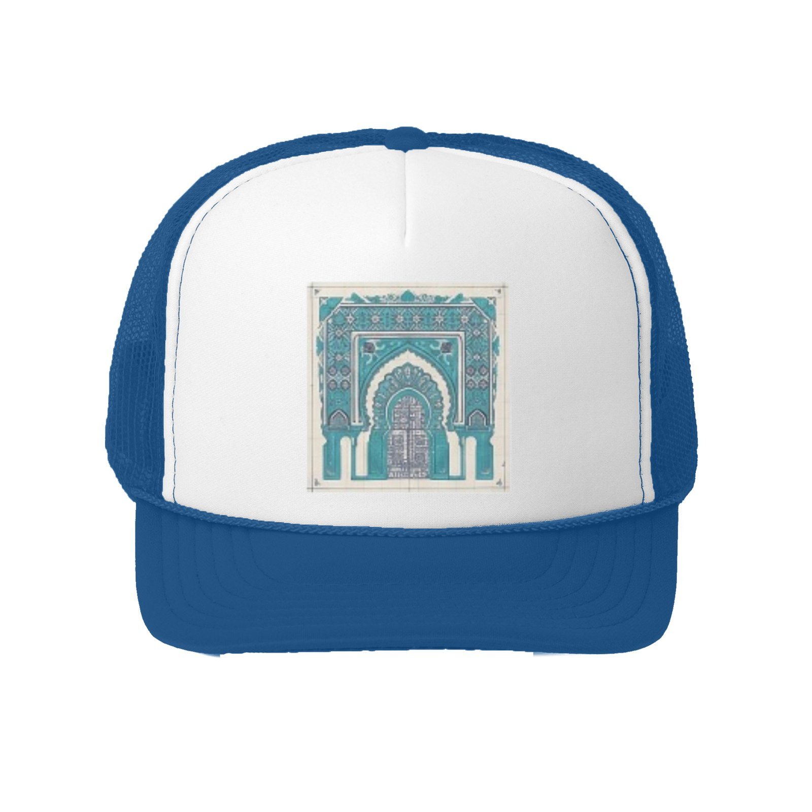 Moroccan Blue Door Decorative Mesh Cap – Image 3