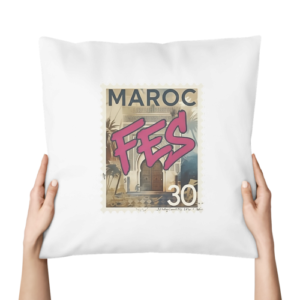 Vintage “Fès – Maroc” Decorative Pillow